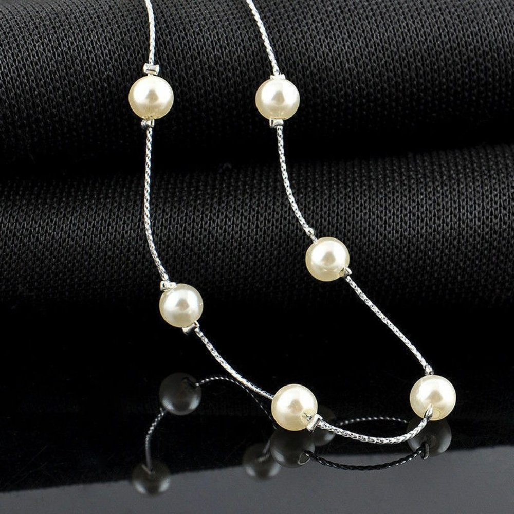 NWOT Dainty Silver Pearl Necklace for Repair - Picture 5 of 6